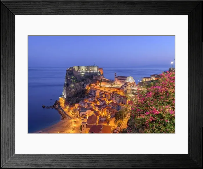 Framed Print : Scilla, Italy on the Mediterranean coast at twilight with seasonal flowers Framed Print : Scilla, Italy on the Mediterranean coast at twilight with seasonal flowers