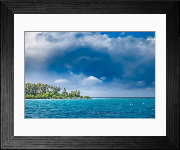 Framed Print : Panorama of tropical island with coconut palm trees on sandy beach. Maldives, Indian Ocean Framed Print : Panorama of tropical island with coconut palm trees on sandy beach. Maldives, Indian Ocean