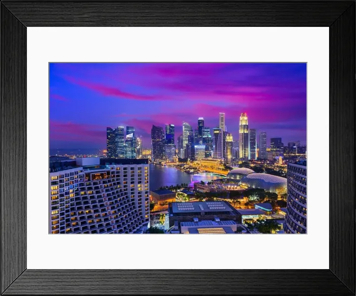 Framed Print : Singapore Financial District skyline at dusk Framed Print : Singapore Financial District skyline at dusk