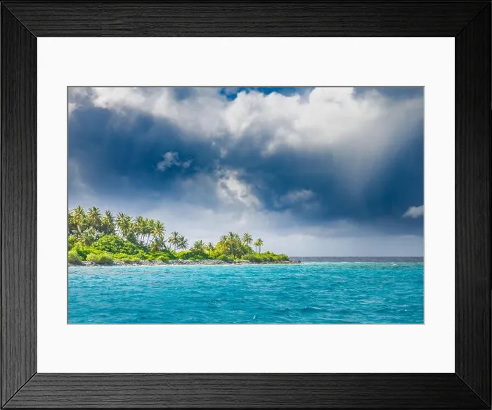 Framed Print : Panorama of tropical island with coconut palm trees on sandy beach. Maldives, Indian Ocean Framed Print : Panorama of tropical island with coconut palm trees on sandy beach. Maldives, Indian Ocean
