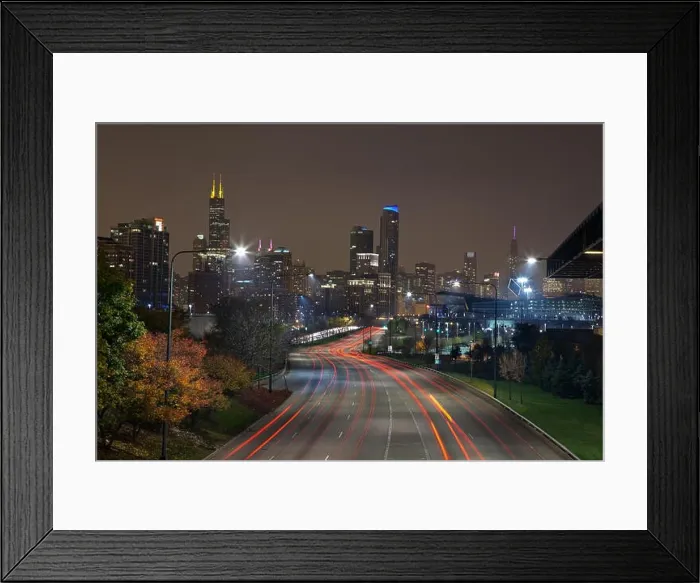 Framed Print : City of Chicago. Image of modern dynamic city of Chicago at night Framed Print : City of Chicago. Image of modern dynamic city of Chicago at night