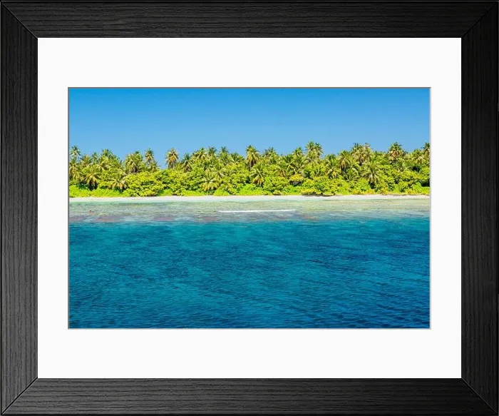 Framed Print : Tropical island paradise, layers of nature. Blue sea water with turquoise lagoon and palm trees on white sand. Exotic travel beach, summer landscape Framed Print : Tropical island paradise, layers of nature. Blue sea water with turquoise lagoon and palm trees on white sand. Exotic travel beach, summer landscape