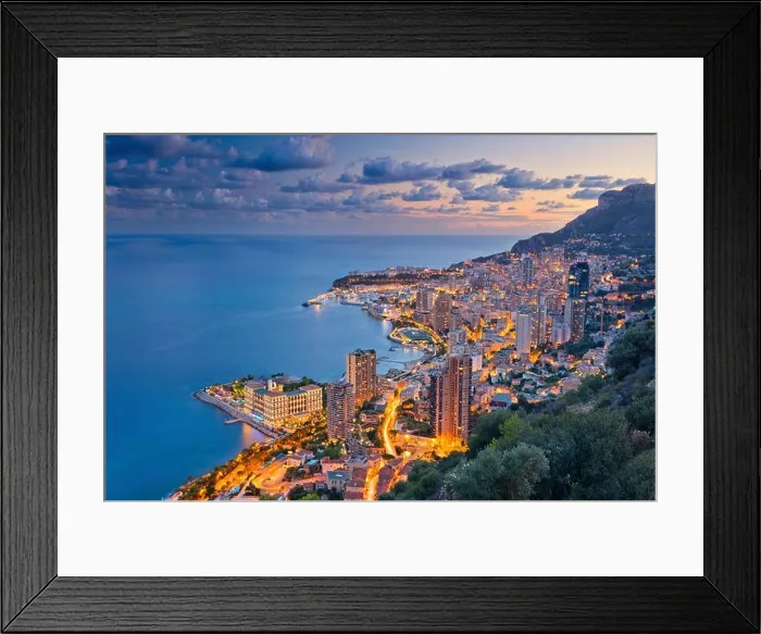 Framed Print : Monaco. Image of Monte Carlo, Monaco during summer sunset