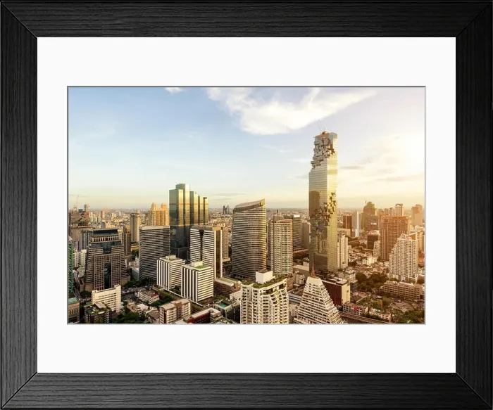 Framed Print : Bangkok city with skyscraper and urban skyline at sunset in Bangkok, Thailand Framed Print : Bangkok city with skyscraper and urban skyline at sunset in Bangkok, Thailand