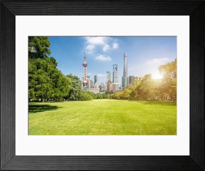 Framed Print : Shanghai green park in lujiazui financial center, Shanghai, China Framed Print : Shanghai green park in lujiazui financial center, Shanghai, China
