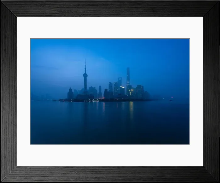 Framed Print : Shanghai city at morning in foggy day in Shanghai, China Framed Print : Shanghai city at morning in foggy day in Shanghai, China