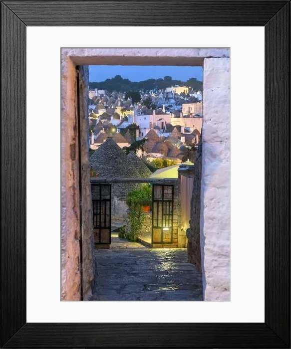 Framed Print : Alberobello, Italy with trulli houses at night Framed Print : Alberobello, Italy with trulli houses at night