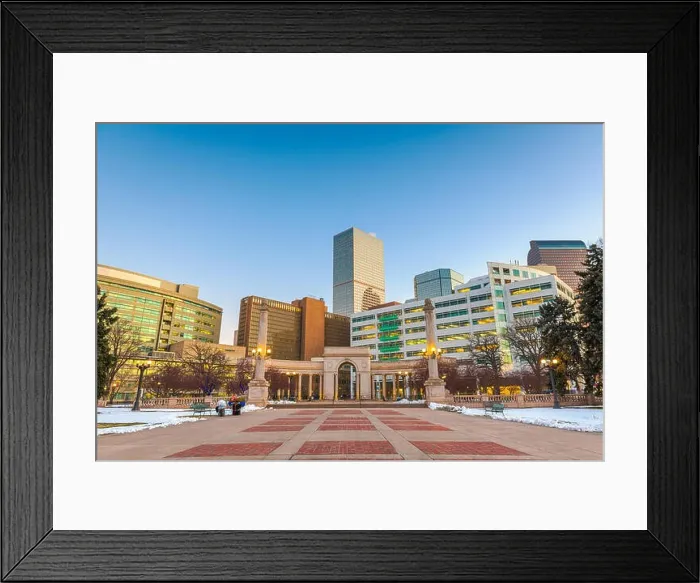 Framed Print : Denver, Colorado, USA downtown cityscape in Civic Center park at dusk Framed Print : Denver, Colorado, USA downtown cityscape in Civic Center park at dusk