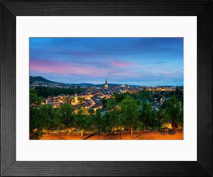 Framed Print : City of Bern skyline with a dramatic sky in Bern, Switzerland Framed Print : City of Bern skyline with a dramatic sky in Bern, Switzerland
