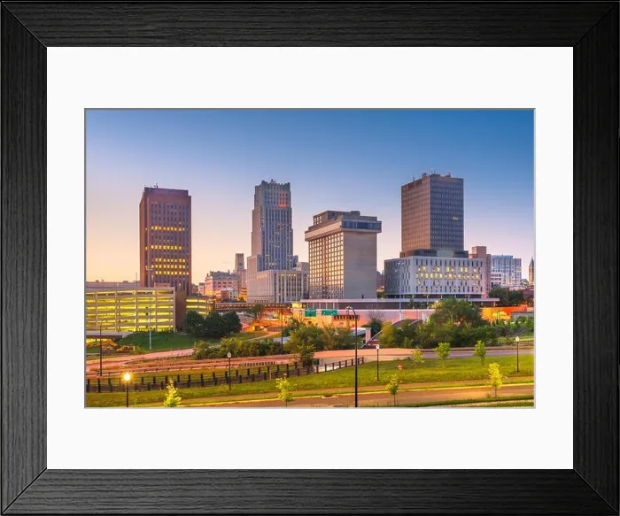 Framed Print : Akron, Ohio, USA downtown skyline at dusk Framed Print : Akron, Ohio, USA downtown skyline at dusk