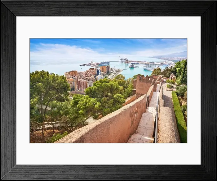 Framed Print : View from Alcazaba Castle at the port, Malaga, Spain Framed Print : View from Alcazaba Castle at the port, Malaga, Spain