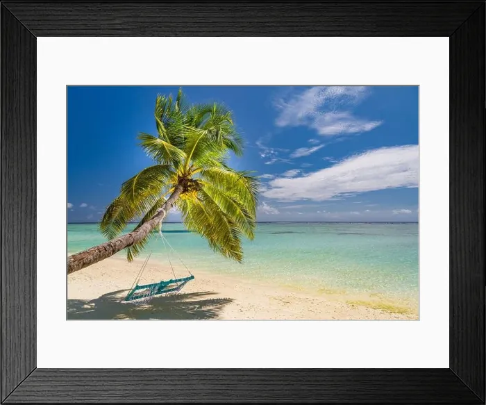 Framed Print : Beautiful beach palm trees, moody sky. Summer vacation travel holiday background concept. Maldives exotic paradise beach. Luxury travel summer holiday Framed Print : Beautiful beach palm trees, moody sky. Summer vacation travel holiday background concept. Maldives exotic paradise beach. Luxury travel summer holiday