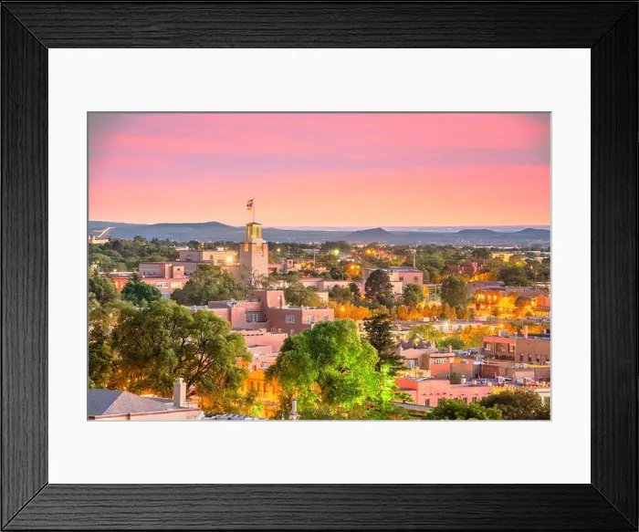 Framed Print : Santa Fe, New Mexico, USA downtown skyline at dusk Framed Print : Santa Fe, New Mexico, USA downtown skyline at dusk