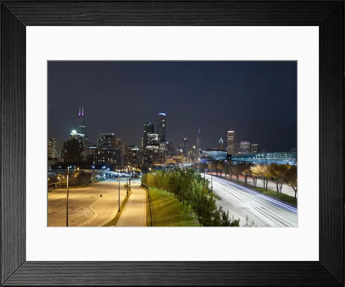 Framed Print : Image of Chicago skyline at night Framed Print : Image of Chicago skyline at night