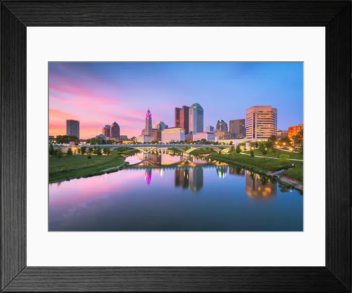 Framed Print : Columbus, Ohio, USA skyline on the river at dusk Framed Print : Columbus, Ohio, USA skyline on the river at dusk