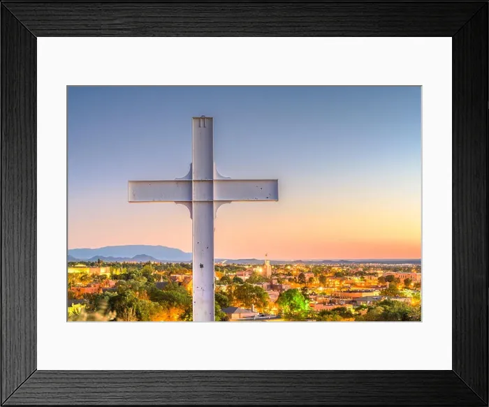 Framed Print : Santa Fe, New Mexico, USA downtown skyline at dusk Framed Print : Santa Fe, New Mexico, USA downtown skyline at dusk