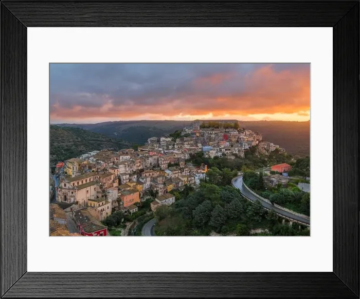 Framed Print : Ragusa Ibla, Italy town view at dusk in Sicily Framed Print : Ragusa Ibla, Italy town view at dusk in Sicily