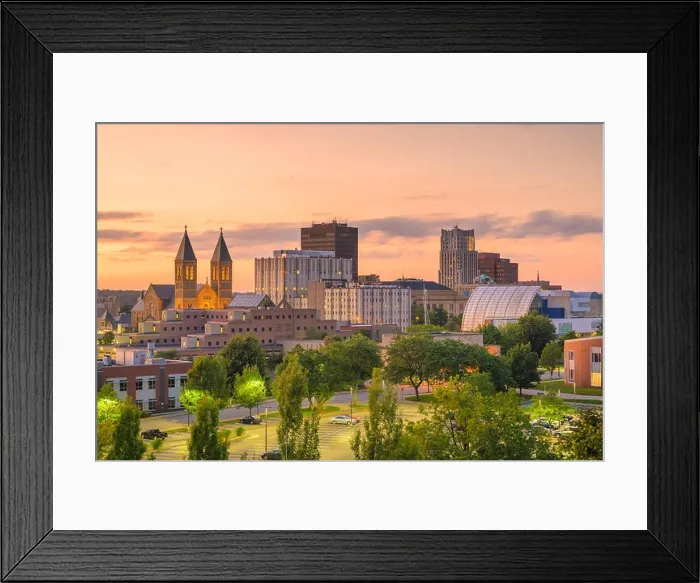 Framed Print : Akron, Ohio, USA downtown skyline at dusk Framed Print : Akron, Ohio, USA downtown skyline at dusk
