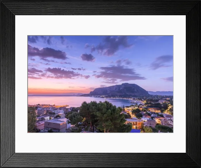Framed Print : Palermo, Sicily, Italy in the Mondello borough from above at dawn Framed Print : Palermo, Sicily, Italy in the Mondello borough from above at dawn