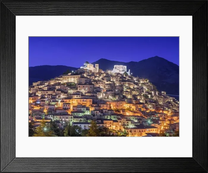 Framed Print : Morano Calabro, Italy beautiful hilltop village at night Framed Print : Morano Calabro, Italy beautiful hilltop village at night