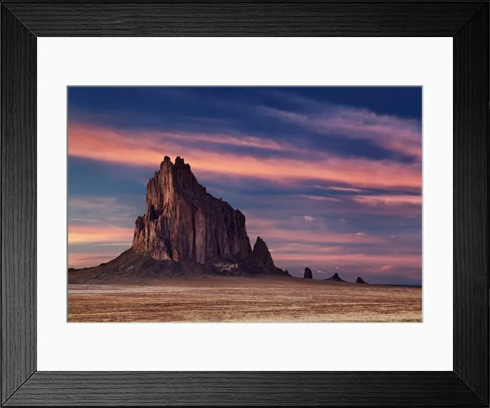 Framed Print : Shiprock, the great volcanic rock mountain in desert plane of New Mexico, USA