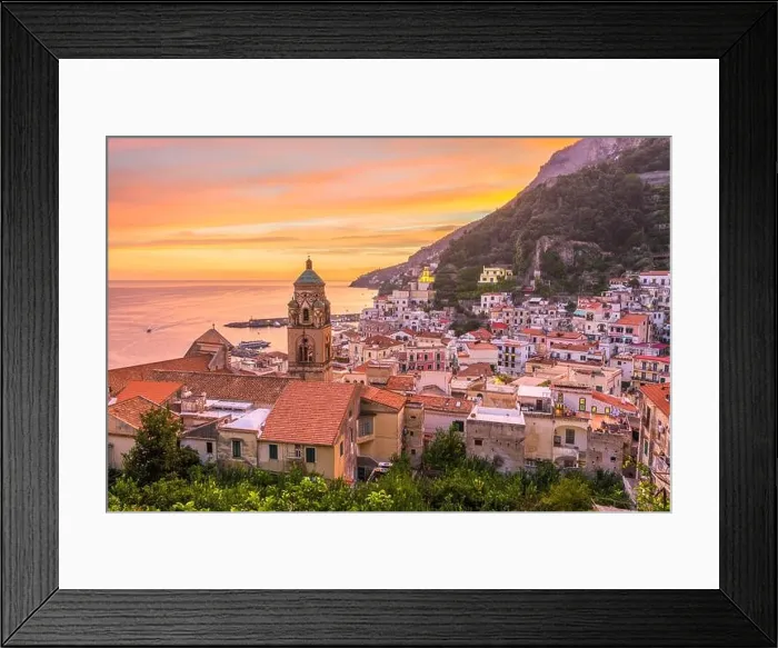 Framed Print : Amalfi, Italy on the Amalfi Coast at dusk Framed Print : Amalfi, Italy on the Amalfi Coast at dusk
