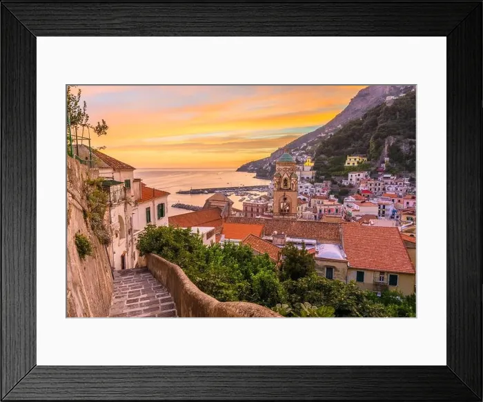 Framed Print : Amalfi, Italy on the Amalfi Coast at dusk Framed Print : Amalfi, Italy on the Amalfi Coast at dusk