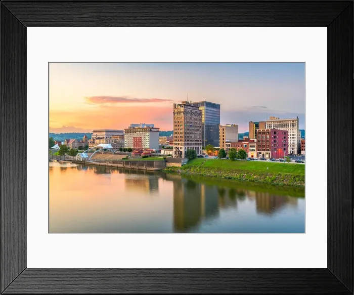 Framed Print : Charleston, West Virginia, USA skyline on the Kanawha River at dusk Framed Print : Charleston, West Virginia, USA skyline on the Kanawha River at dusk