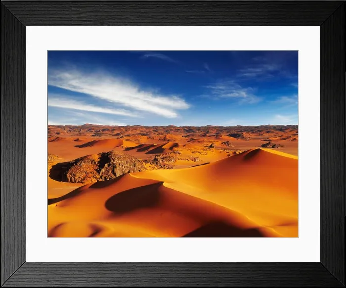 Framed Print : Sand dunes of Sahara Desert, Tadrart, Algeria Framed Print : Sand dunes of Sahara Desert, Tadrart, Algeria