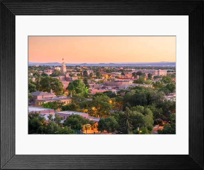 Framed Print : Santa Fe, New Mexico, USA downtown skyline at dusk Framed Print : Santa Fe, New Mexico, USA downtown skyline at dusk