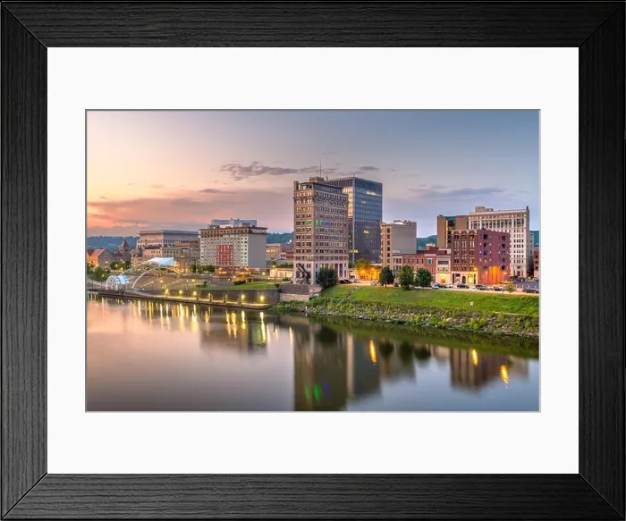 Framed Print : Charleston, West Virginia, USA skyline on the Kanawha River at dusk Framed Print : Charleston, West Virginia, USA skyline on the Kanawha River at dusk