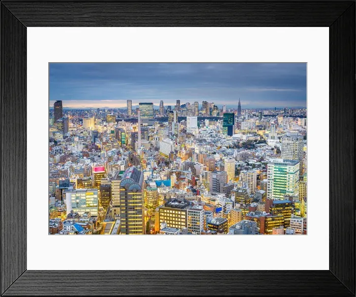 Framed Print : Tokyo, Japan cityscape view over the Ebisu District towards Shinjuku at dusk Framed Print : Tokyo, Japan cityscape view over the Ebisu District towards Shinjuku at dusk