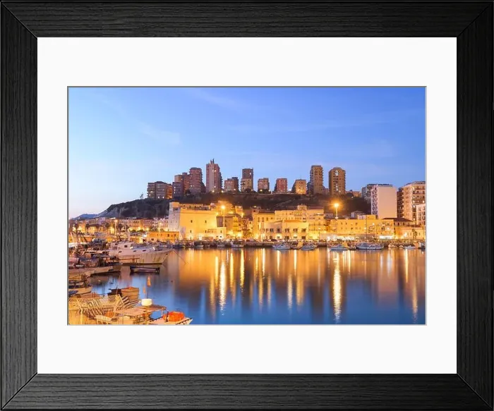 Framed Print : Porto Empedocle, Sicily, Italy on the water at dusk Framed Print : Porto Empedocle, Sicily, Italy on the water at dusk