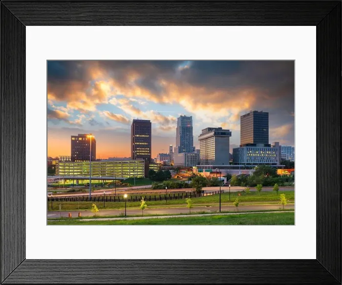 Framed Print : Akron, Ohio, USA downtown skyline at dusk Framed Print : Akron, Ohio, USA downtown skyline at dusk