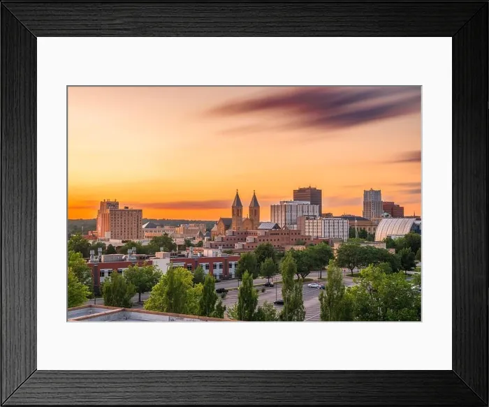 Framed Print : Akron, Ohio, USA downtown skyline at dusk Framed Print : Akron, Ohio, USA downtown skyline at dusk