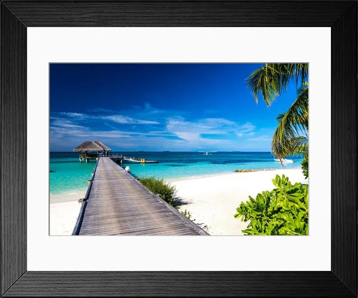Framed Print : Beautiful beach. Tranquil scenery, relaxing beach, tropical landscape design. Moody landscape
