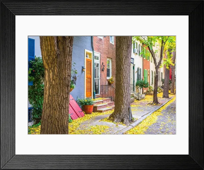 Framed Print : Autumn alleyway in Philadelphia, Pennsylvania, USA