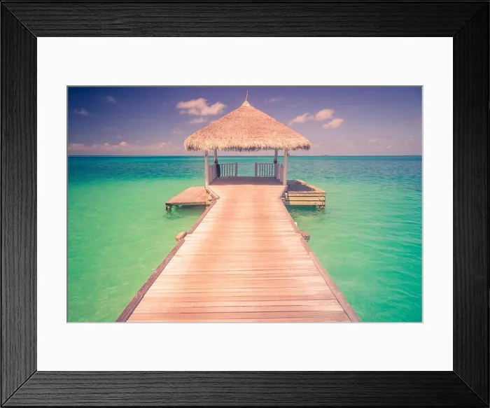 Framed Print : Beautiful beach. Tranquil scenery, relaxing beach, tropical landscape design. Moody landscape