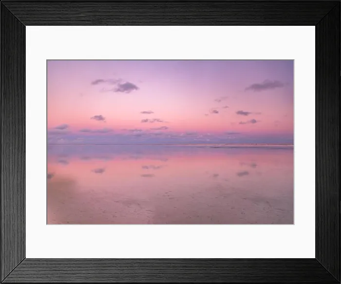 Framed Print : Calmness and tranquil zen-like sunset at the beach with beautiful colors in pink and red with reflections on the water. Tranquil seascape and horizon Framed Print : Calmness and tranquil zen-like sunset at the beach with beautiful colors in pink and red with reflections on the water. Tranquil seascape and horizon