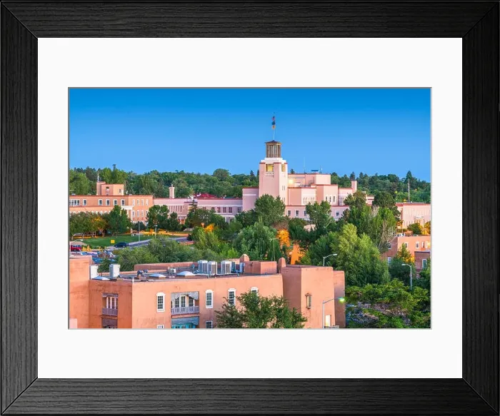 Framed Print : Santa Fe, New Mexico, USA downtown skyline at dusk Framed Print : Santa Fe, New Mexico, USA downtown skyline at dusk