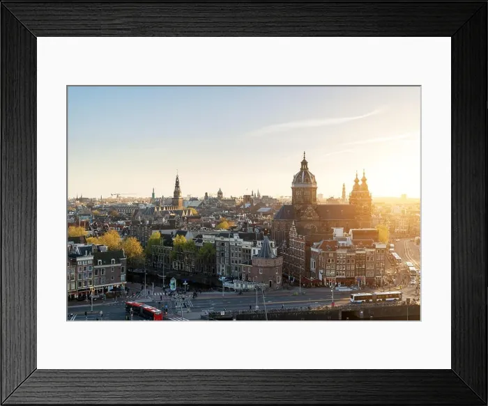 Framed Print : Amsterdam skyline in historical area at night, Amsterdam, Netherlands. Aerial view of Amsterdam, Netherlands Framed Print : Amsterdam skyline in historical area at night, Amsterdam, Netherlands. Aerial view of Amsterdam, Netherlands