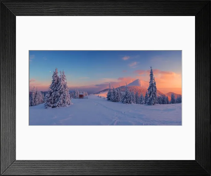 Framed Print : Fantastic orange evening landscape glowing by sunlight. Dramatic wintry scene with snowy trees. Carpathians, Ukraine, Europe. Me Framed Print : Fantastic orange evening landscape glowing by sunlight. Dramatic wintry scene with snowy trees. Carpathians, Ukraine, Europe. Me