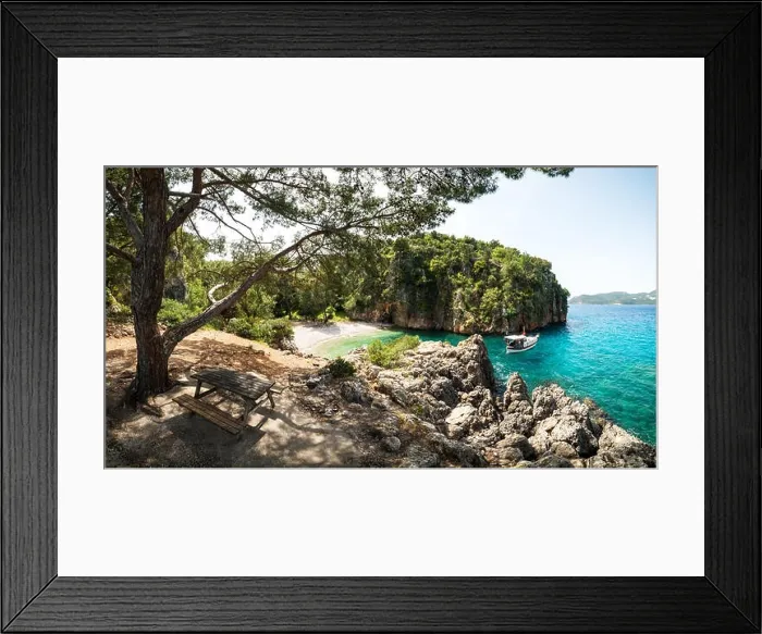 Framed Print : amazing lagoon with alone boat Framed Print : amazing lagoon with alone boat