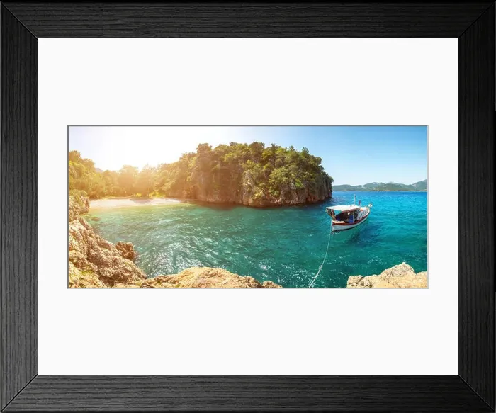 Framed Print : amazing lagoon with alone boat Framed Print : amazing lagoon with alone boat