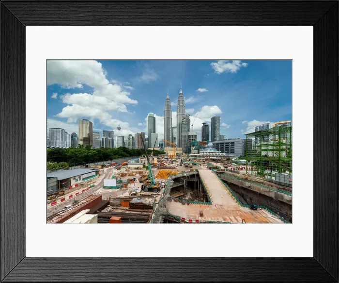 Framed Print : Building construction site with Kuala lumpur city skyline and skyscraper in Kuala lumpur, Malaysia Framed Print : Building construction site with Kuala lumpur city skyline and skyscraper in Kuala lumpur, Malaysia