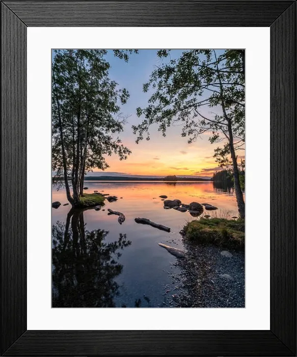 Framed Print : Idyllic landscape with beautiful sunset and tranquil mood at summer evening in Loppi, Finland Framed Print : Idyllic landscape with beautiful sunset and tranquil mood at summer evening in Loppi, Finland