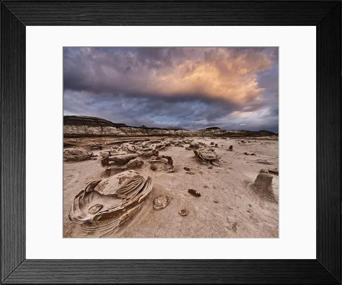 Framed Print : Rock formations look like cracked alien eggs, Bisti badlands desert area in New Mexico, USA Framed Print : Rock formations look like cracked alien eggs, Bisti badlands desert area in New Mexico, USA