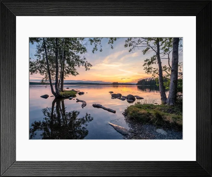 Framed Print : Idyllic landscape with beautiful sunset and tranquil mood at summer evening in Loppi, Finland Framed Print : Idyllic landscape with beautiful sunset and tranquil mood at summer evening in Loppi, Finland