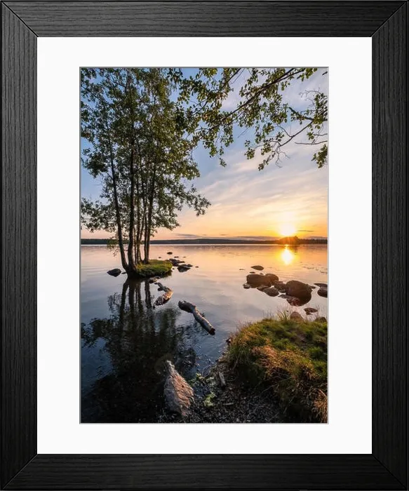 Framed Print : Idyllic landscape with beautiful sunset and tranquil mood at summer evening in Loppi, Finland Framed Print : Idyllic landscape with beautiful sunset and tranquil mood at summer evening in Loppi, Finland