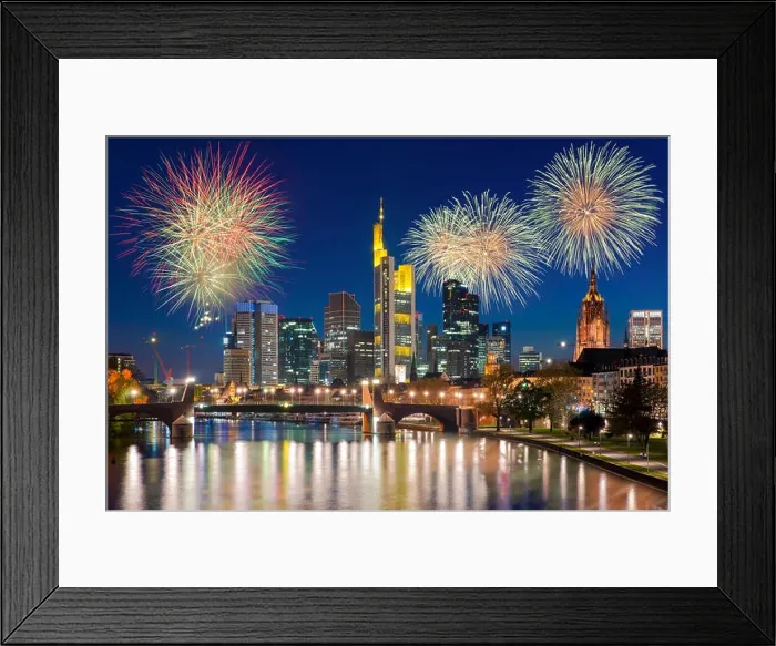 Framed Print : City of Frankfurt am Main skyline at night with firework New year celebration, Frankfurt, Germany Framed Print : City of Frankfurt am Main skyline at night with firework New year celebration, Frankfurt, Germany
